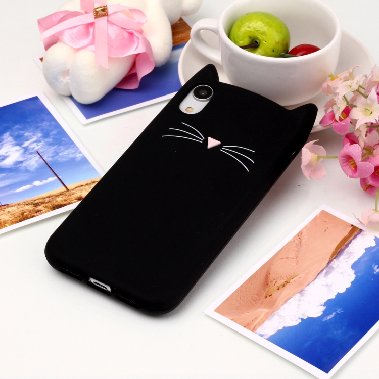 

Cat Whiskers Pattern Silicone Protective Case for iPhone XR (Black)