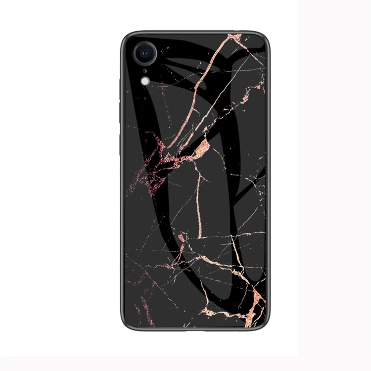 

Marble Glass Protective Case for iPhone XR(Black Gold)