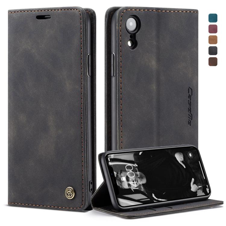 

CaseMe-013 Multifunctional Retro Frosted Horizontal Flip Leather Case for iPhone XR, with Card Slot & Holder & Wallet(Black)