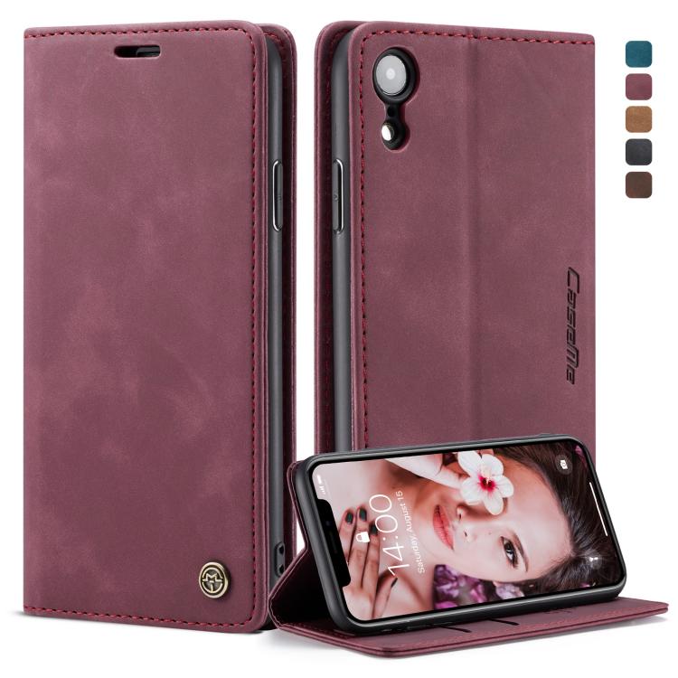 

CaseMe-013 Multifunctional Retro Frosted Horizontal Flip Leather Case for iPhone XR, with Card Slot & Holder & Wallet(Wine Red)