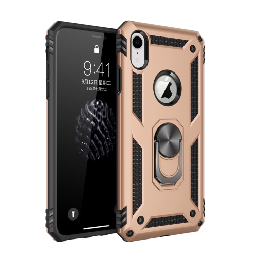 

Sergeant Armor Shockproof TPU + PC Protective Case for iPhone XR, with 360 Degree Rotation Holder (Gold)