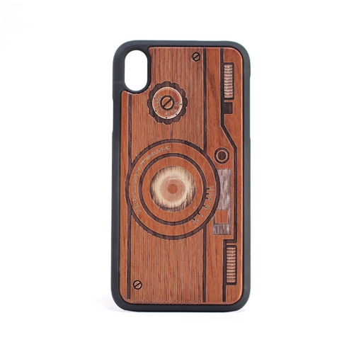 

Camera Pattern Shockproof PC + Wood Protective Case for iPhone XR