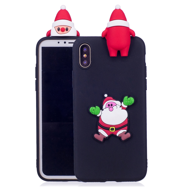 

3D Paster Santa Claus Pattern TPU Protective Case for iPhone XR(Black)