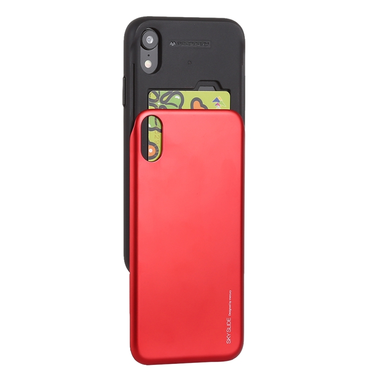

MERCURY GOOSPERY TPU + PC Sky Slide Bumper Protective Case for iPhone XR, with Card Slots (Red)