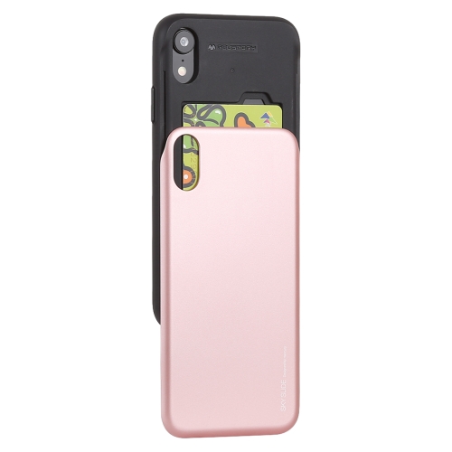 

GOOSPERY TPU + PC Sky Slide Bumper Protective Case for iPhone XR, with Card Slots (Rose Gold)