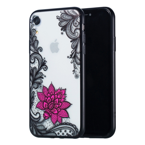 

Small Lotus Pattern Embossed Lace + PC Case for iPhone XR