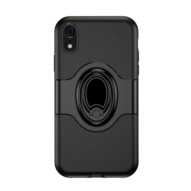 

Shockproof Full Coverage Case for iPhone XR, with Magnetic Rotatable Ring Holder(Black)
