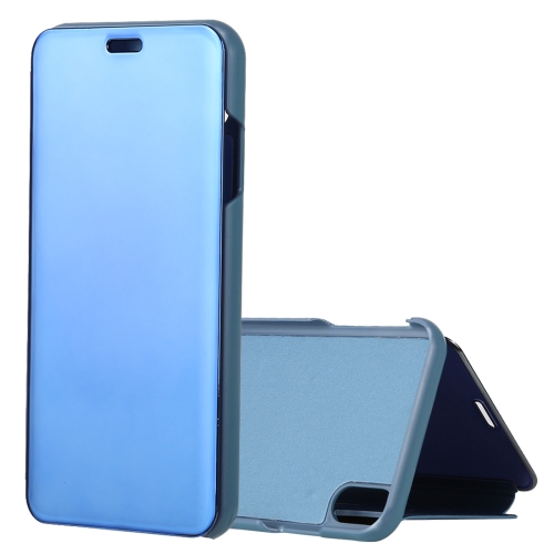 

Electroplating Mirror Horizontal Flip Leather Case for iPhone XR, with Holder (Blue)