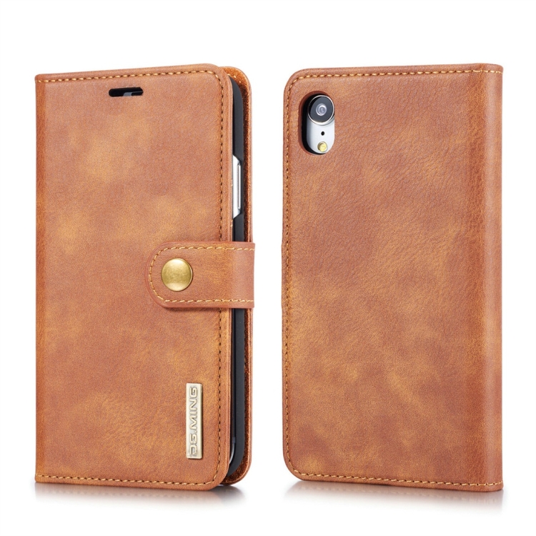 

DG.MING Crazy Horse Texture Flip Detachable Magnetic Leather Case for iPhone XR, with Holder & Card Slots & Wallet (Brown)