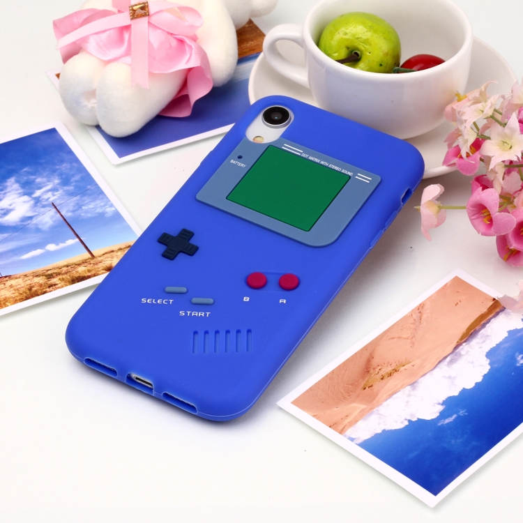 

Game Boy Pattern Silicone Protective Case for iPhone XR (Dark Blue)