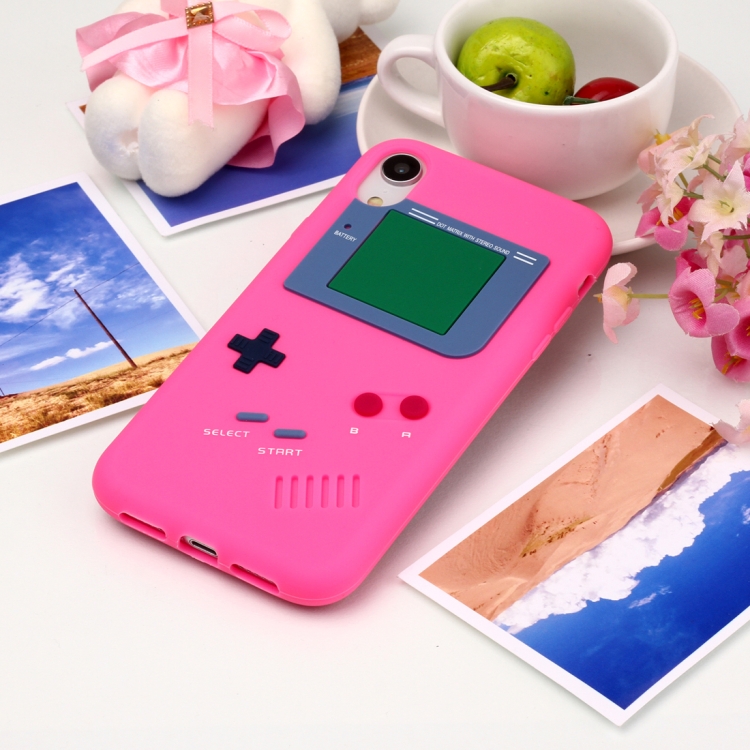

Game Boy Pattern Silicone Protective Case for iPhone XR (Rose Red)