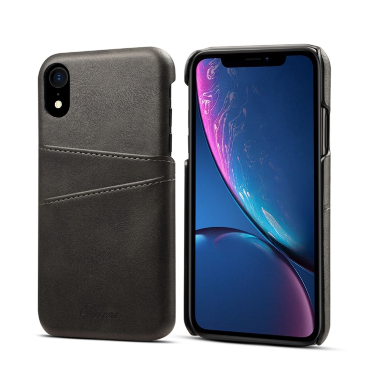 

Suteni Calf Texture Protective Case for iPhone XR, with Card Slots (Black)