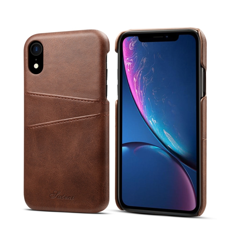 

Suteni Calf Texture Protective Case for iPhone XR, with Card Slots (Coffee)
