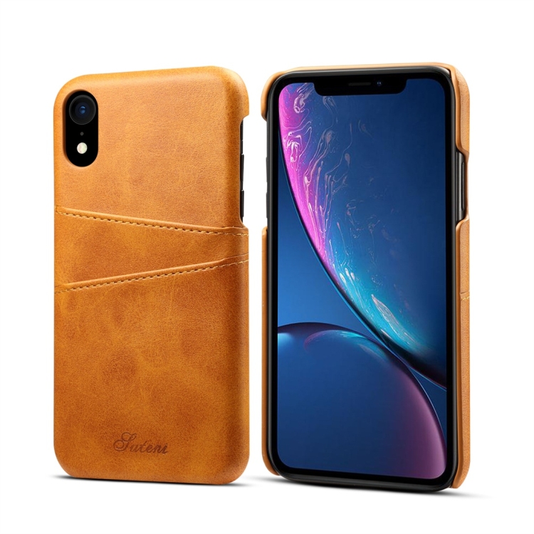 

Suteni Calf Texture Protective Case for iPhone XR, with Card Slots (Brown)
