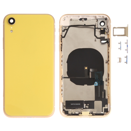 

Battery Back Cover Assembly (with Side Keys & Loud Speaker & Motor & Camera Lens & Card Tray & Power Button + Volume Button + Charging Port + Signal Flex Cable & Wireless Charging Module) for iPhone XR(Yellow)
