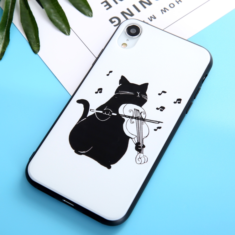 

Black Cat Pattern Oil Embossed TPU Case for iPhone XR