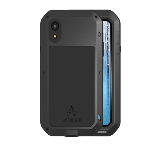 

LOVE MEI Powerful Dustproof Shockproof Anti-slip Metal + Silicone Combination Case for iPhone XR(Black)