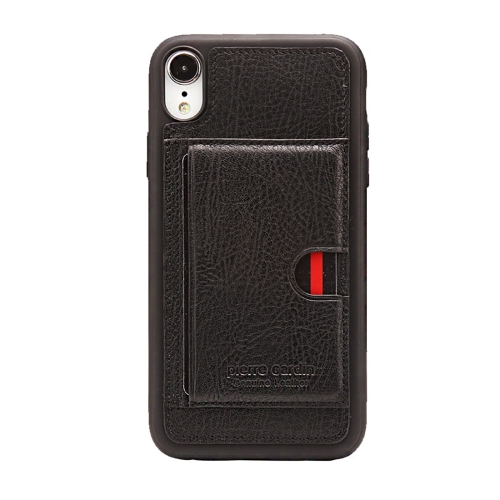 

Pierre Cardin PCL-P11 Shockproof TPU + Leather Protective Case for iPhone XR, with Holder & Card Slot (Black)