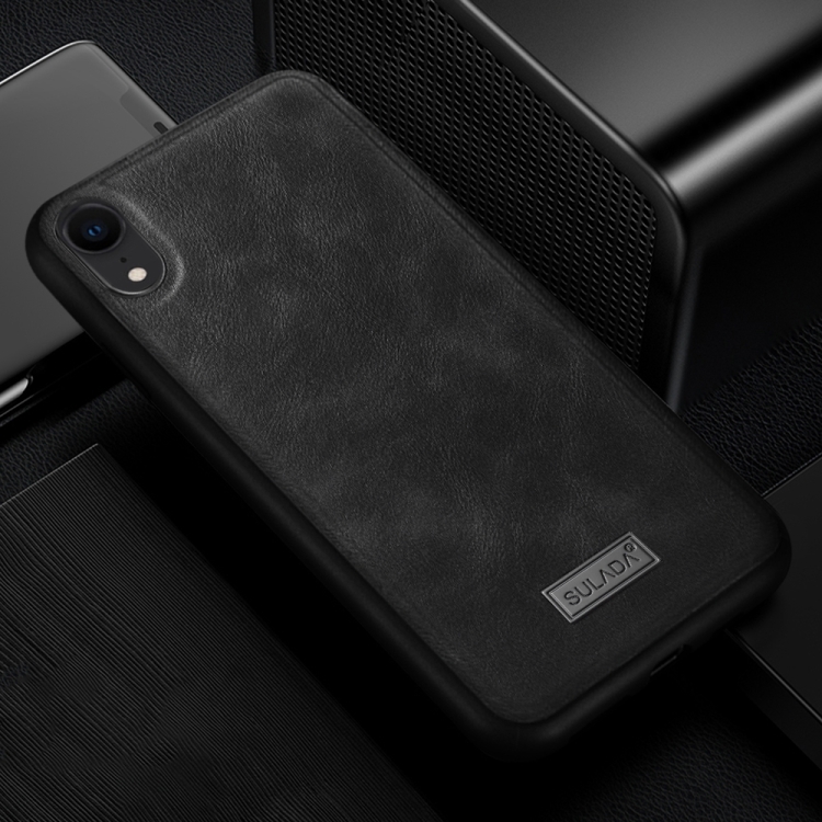 

SULADA Shockproof TPU + Handmade Leather Case for iPhone XR (Black)