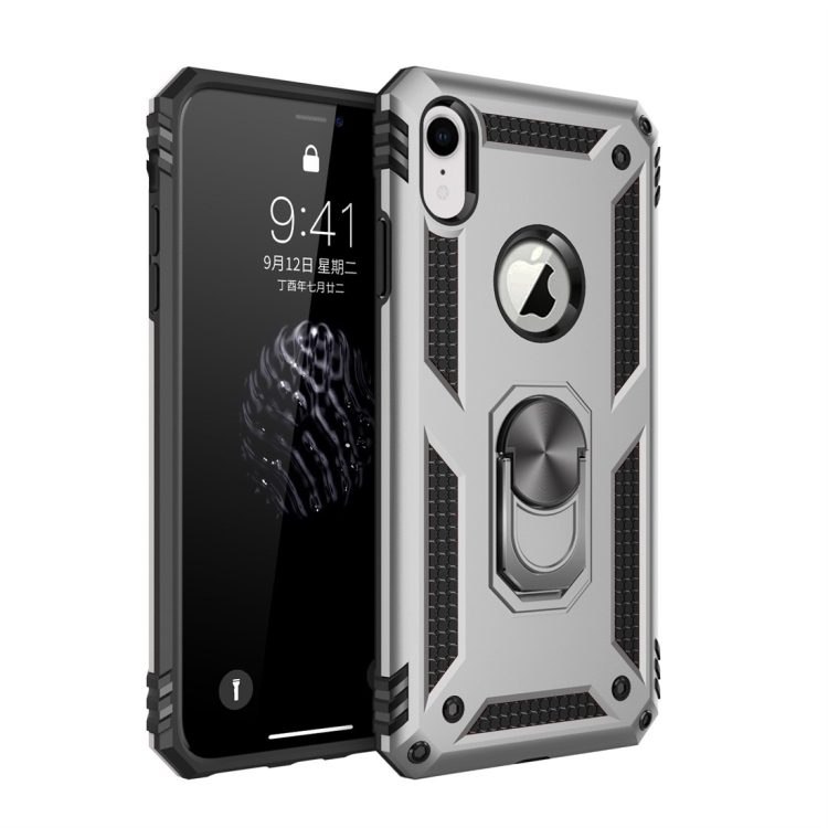 

Armor Shockproof TPU + PC Protective Case for iPhone XR, with 360 Degree Rotation Holder (Silver)