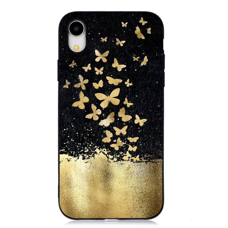 

Gold Butterfly Painted Pattern Soft TPU Case for iPhone XR