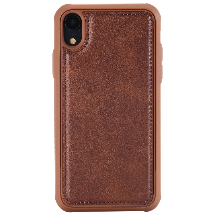 

Magnetic Shockproof TPU + PC + PU Leather Pasted Case for iPhone XR(Coffee)