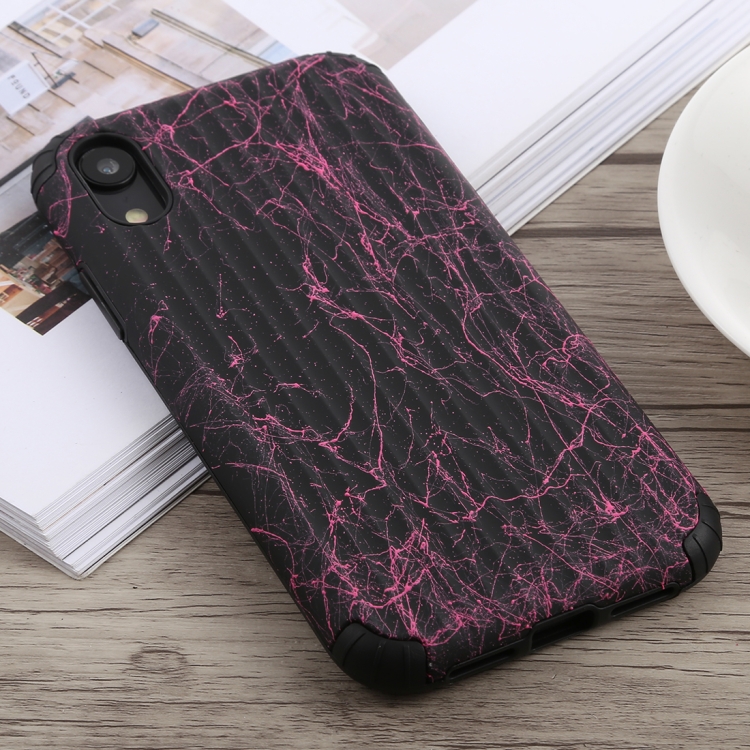 

Travel Box Shape Painted Marble Protective TPU + PC Case for iPhone XR (Black Red)