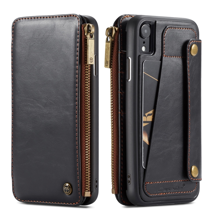 

CaseMe-011 Detachable Multifunctional Horizontal Flip Leather Case for iPhone XR, with Card Slot & Holder & Zipper Wallet & Photo Frame (Black)