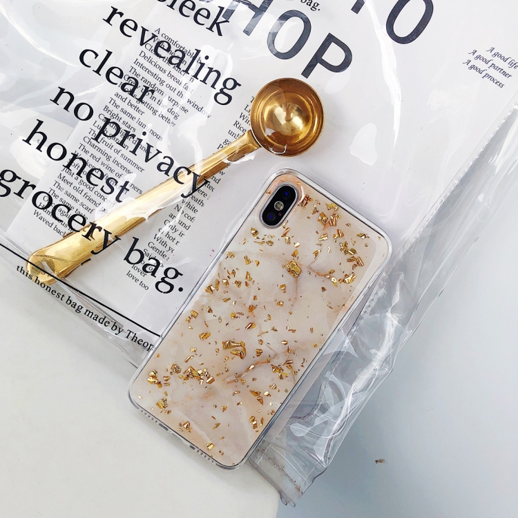 

Shockproof Epoxy Marble Gold Foil Pattern Soft TPU Case for iPhone XR (White)