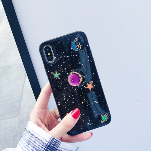 

Shockproof Epoxy Purple Planet Pattern Soft TPU Case for iPhone XR (Black)