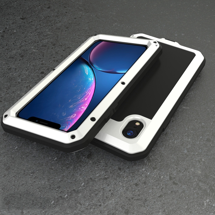 

Waterproof Dustproof Shockproof Aluminum Alloy + Tempered Glass + Silicone Case for iPhone XR (White)