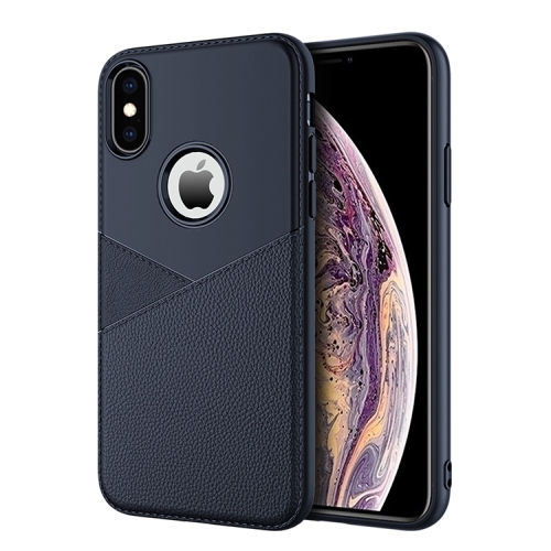 

Ultra-thin Shockproof Soft TPU + Leather Case for iPhone XR(Blue)