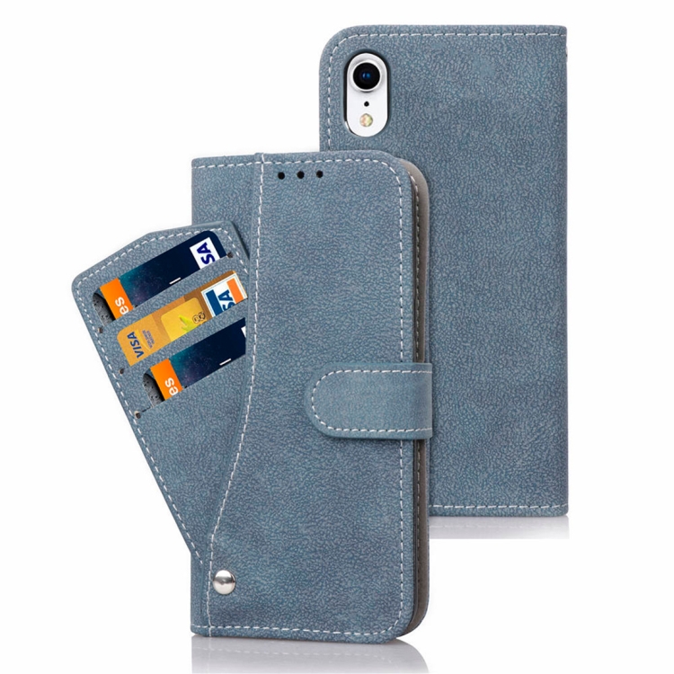 

Frosted TPU Horizontal Flip Leather Case for iPhone XR, with Holder & Card Slots & Wallet & Photo Frame(Blue)