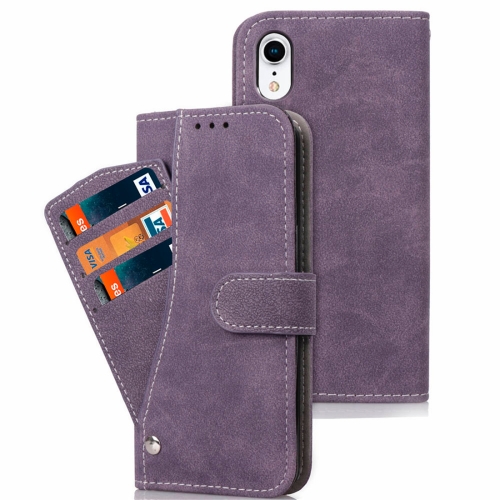 

Frosted TPU Horizontal Flip Leather Case for iPhone XR, with Holder & Card Slots & Wallet & Photo Frame(Purple)