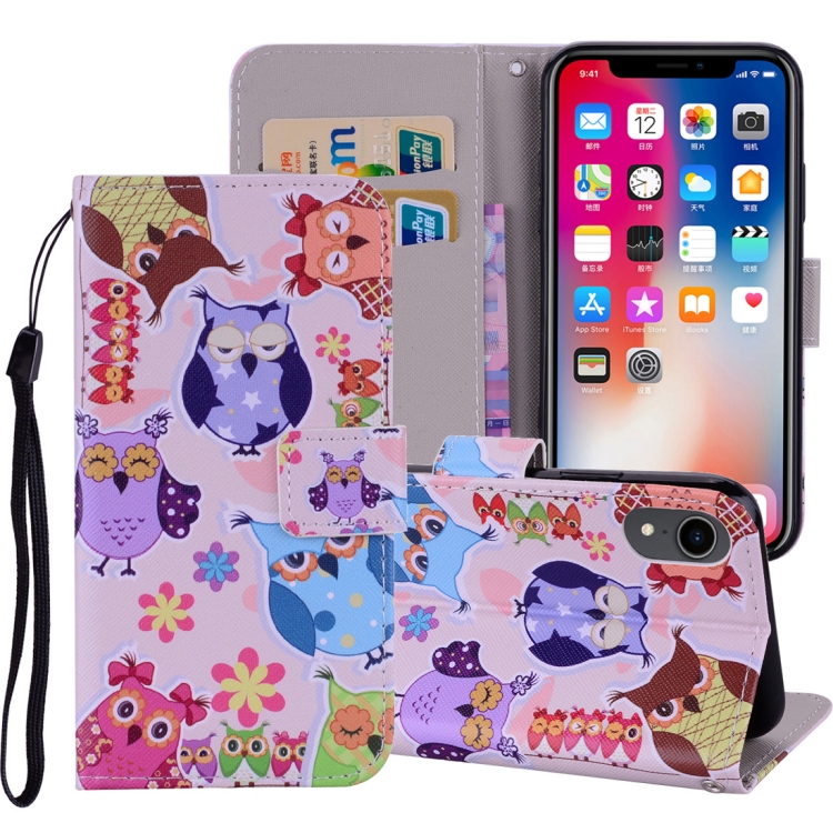 

Pattern Colored Drawing Horizontal Flip Leather Case for iPhone XR, with Holder & Card Slots & Wallet & Lanyard