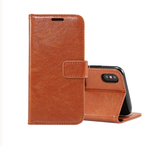 

Retro Crazy Horse Texture Horizontal Flip Leather Case for iPhone XS , with Card Slots & Holder & Wallet & Photo Frame (Brown)