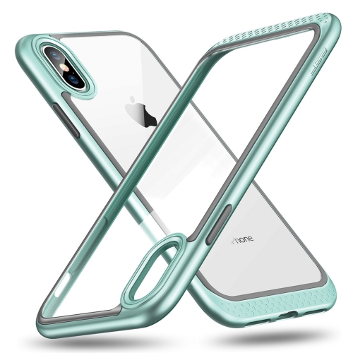 

ESR Bumper Hoop Lite Series PC + TPU Solid Frame Transparent Case for iPhone XS(Mint Green)