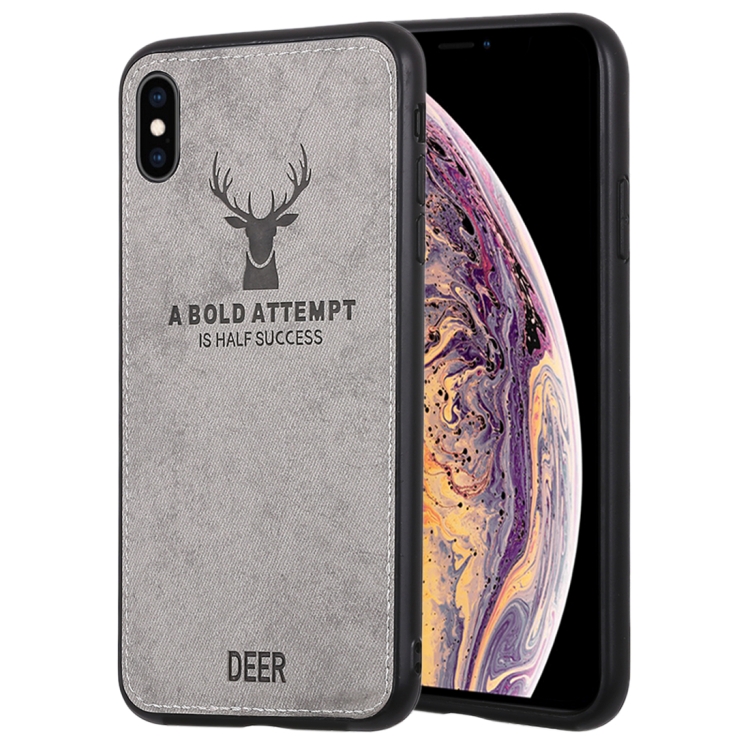 

Deer Pattern Pressed Texture PU + TPU Protective Case for iPhone X / XS(Grey)