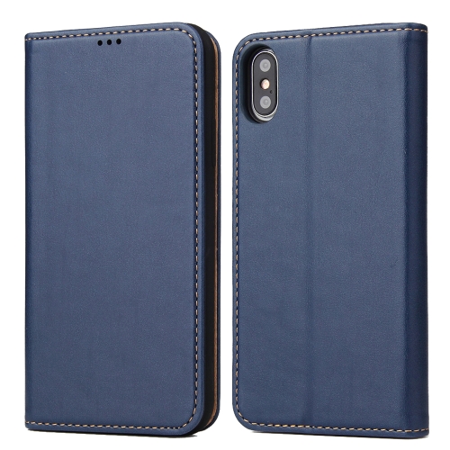 

Horizontal Flip PU Leather Case for iPhone XS / X, with Holder & Card Slots & Wallet(Blue)