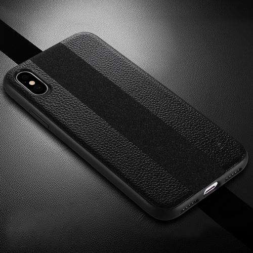 

SULADA Anti-slip TPU + Handmade Leather Case for iPhone XS / X (Black)