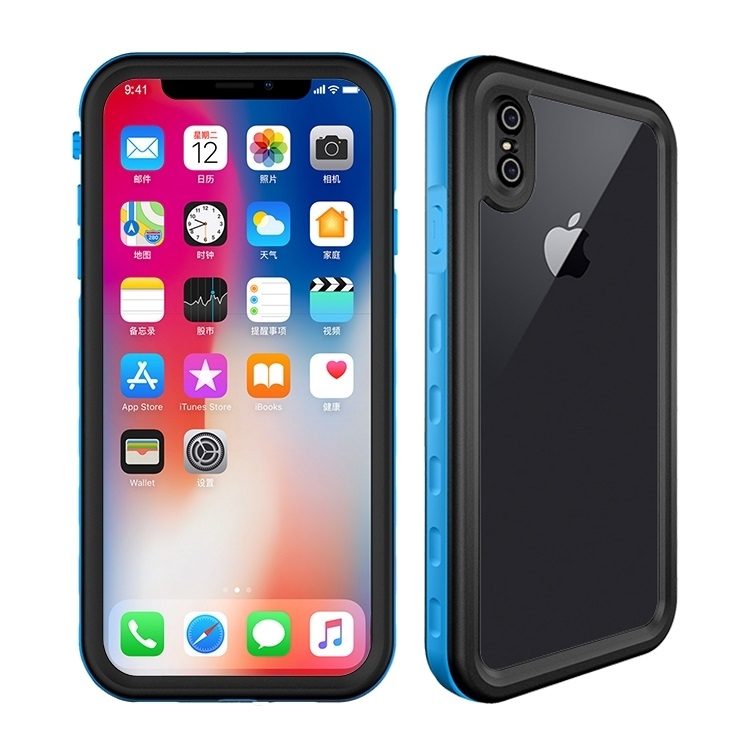 

2m Waterproof Snowproof 2m Shockproof Dustproof PC+Silicone Case for iPhone X / XS (Baby Blue)