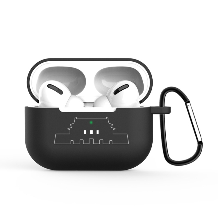 

For AirPods Pro Solid Color Silicone Earphone Protective Case With The Buckle ( Tian An Men )