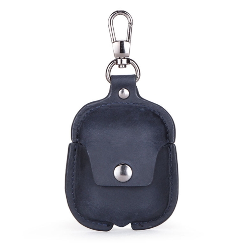

CF1100 For AirPods 1 / 2 Crazy Horse Texture Earphone Protective Leather Case with Hook(Dark Blue)