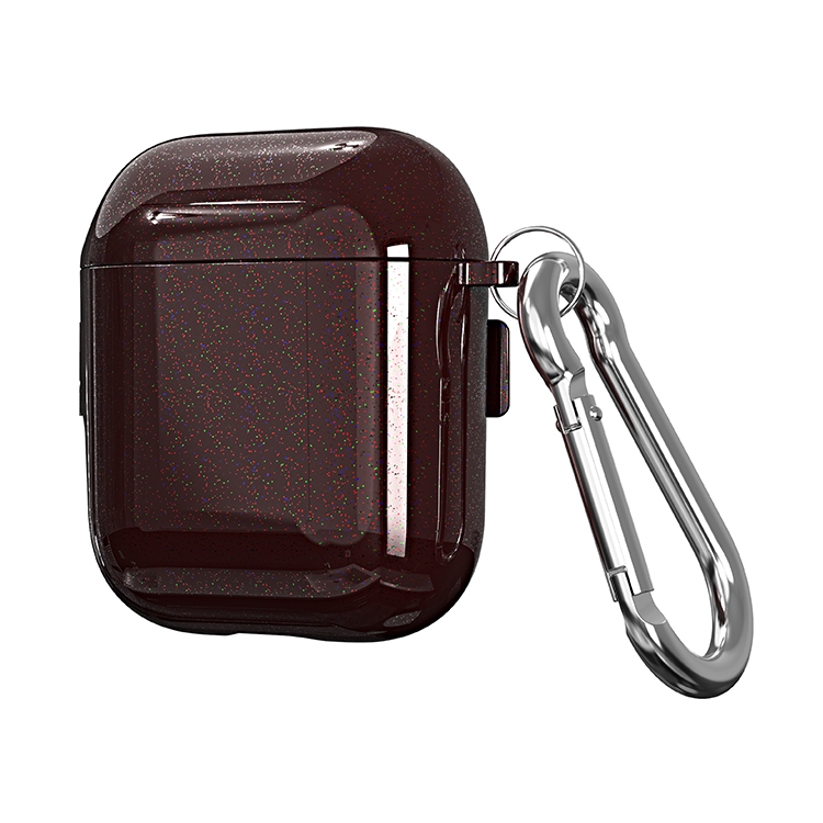 

For AirPods 1 / 2 Metal Glitter PC Wireless Earphone Protective Case (Dark Red)