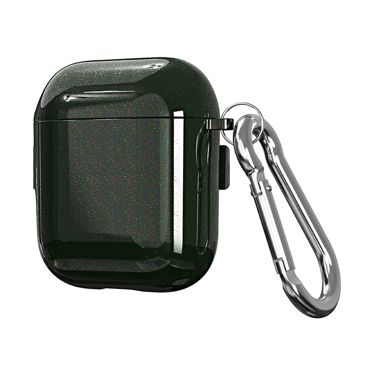 

For AirPods 1 / 2 Metal Glitter PC Wireless Earphone Protective Case (Green)