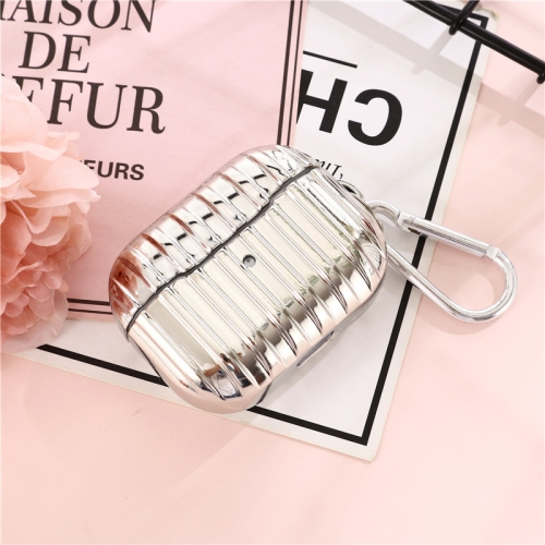 

For iPhone AirPords Bluetooth Earphone Electroplating Suitcase Protective Case with Buckle (Silver)