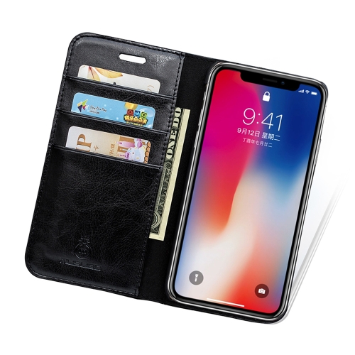 

MUSUBO H3 Crazy Horse Texture Horizontal Flip PU Leather Case for iPhone XS / X, with Holder & Card Slots & Wallet (Black)