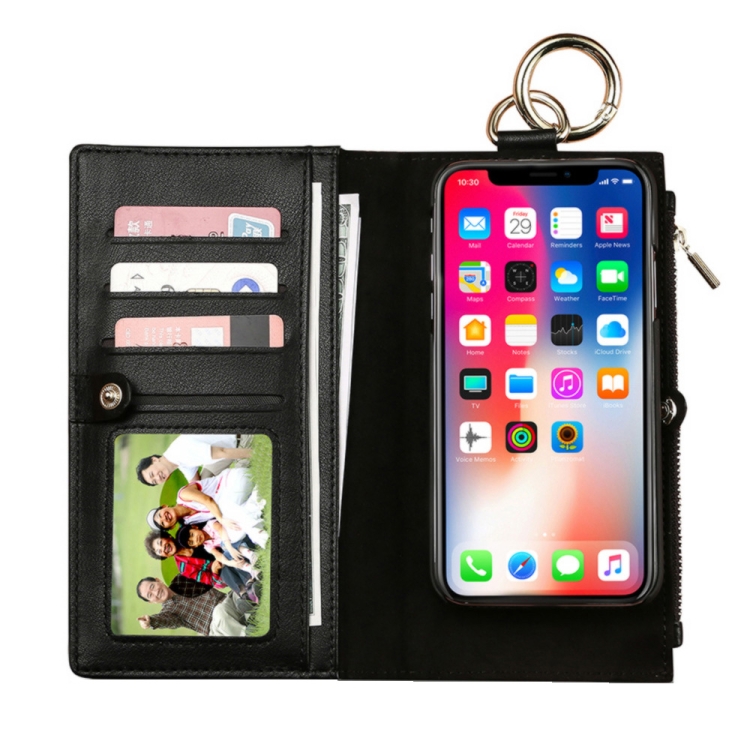 

MUSUBO Multi-function Detachable PU Leather Case for iPhone XS / X, with Card Slots & Wallet & Photo Frame & Hanging Buckle (Black)