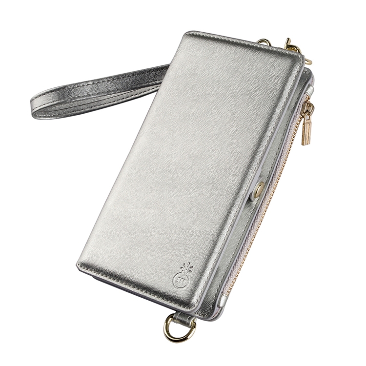 

MUSUBO Multi-function Detachable PU Leather Case & Shoulder Bag for iPhone XS / X, with Card Slots & Wallet & Photo Frame & Lanyard (Silver)