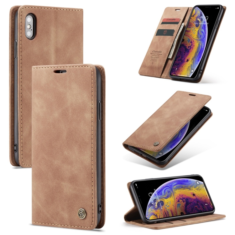 

CaseMe-013 Multifunctional Retro Frosted Horizontal Flip Leather Case for iPhone X / XS, with Card Slot & Holder & Wallet(Brown)